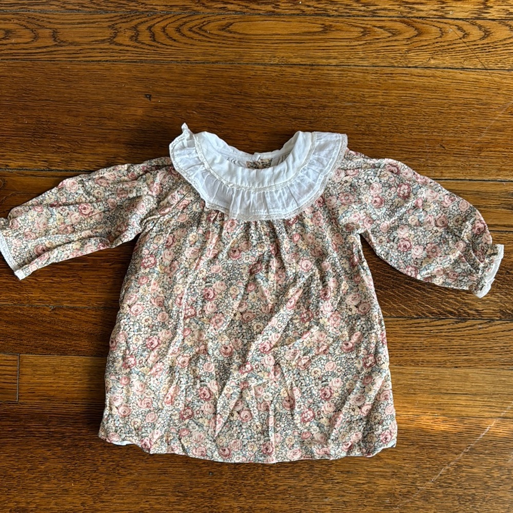 Tartine et Chocolat Pink and White Casual Dress with Peter Pan Collar